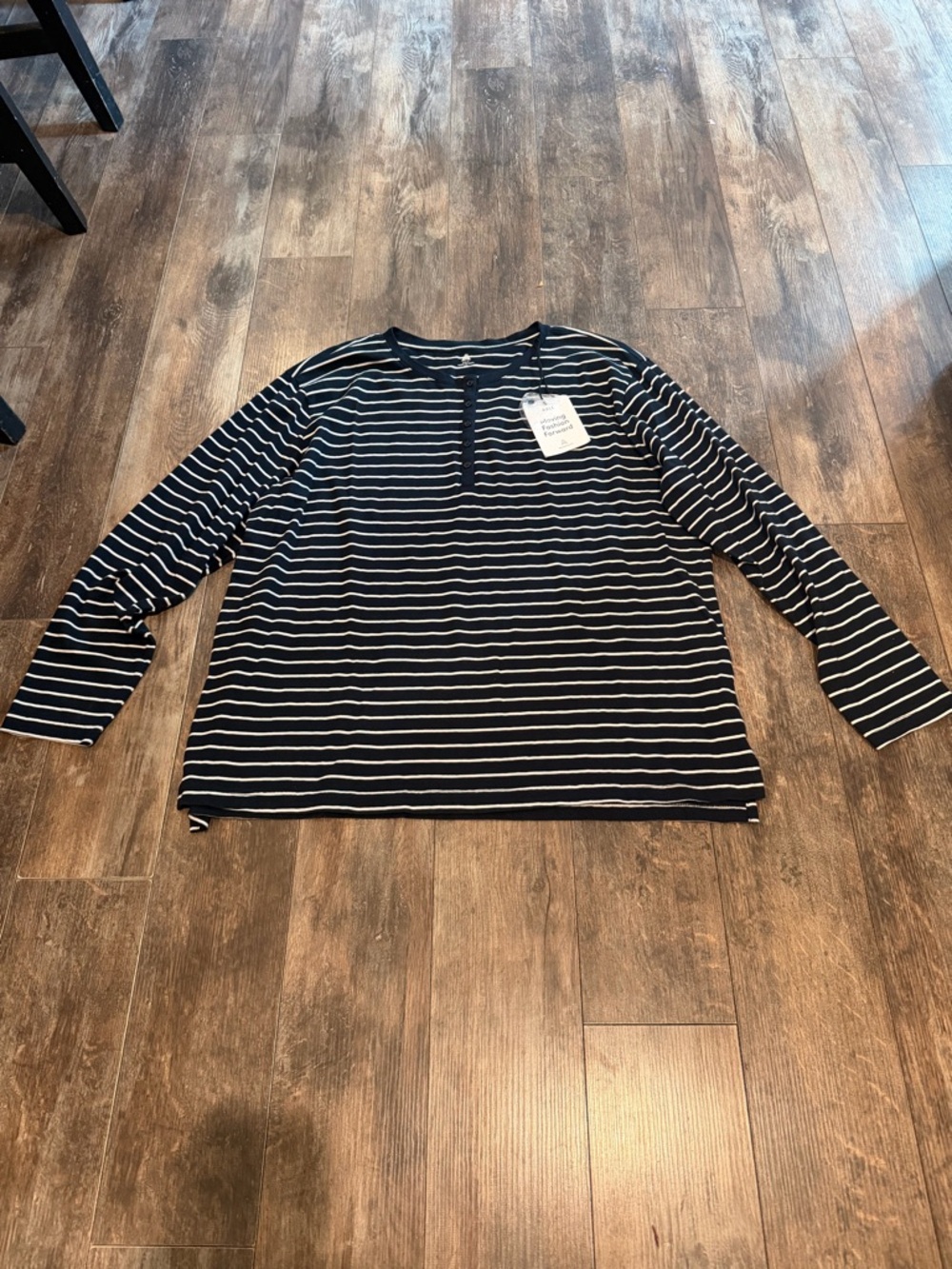 Able Navy and White Striped Long Sleeve Tee